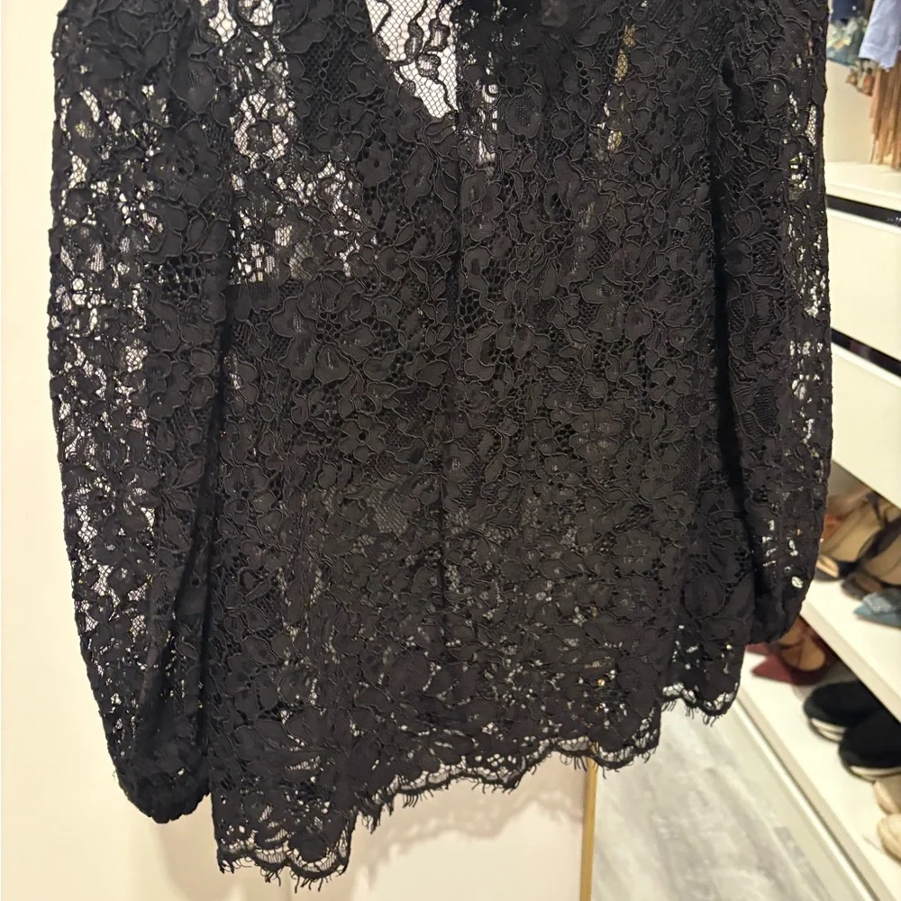 Self-Portrait Black Lace Blouse with Button Detail - Picture 3 of 3